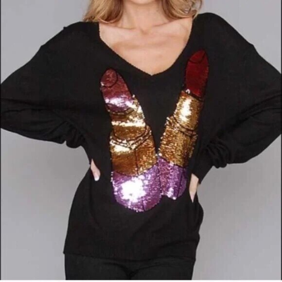 Wildfox White Label Sweater with Sequin Lipstick 💄.  Size S. - Picture 1 of 8